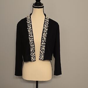 Stylish Black Cardigan with Pearl Details